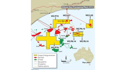 Cooper Energy's assets in the Gippsland Basin - Image by Cooper Energy
