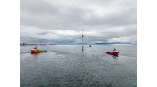 Credit - Jan Arne Wold - Woldcam - Copyright - Equinor - Hywind Tampen first turbine sail away 02.June 2022