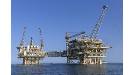 Shah Deniz Bravo platforms in the Caspian Sea in Azerbaijan operated by BP. (Photo: BP)