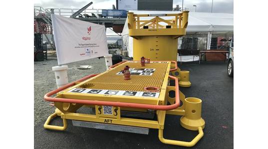 The docking station used in Sweden by Saab Seaeye (Photo: Elaine Maslin)