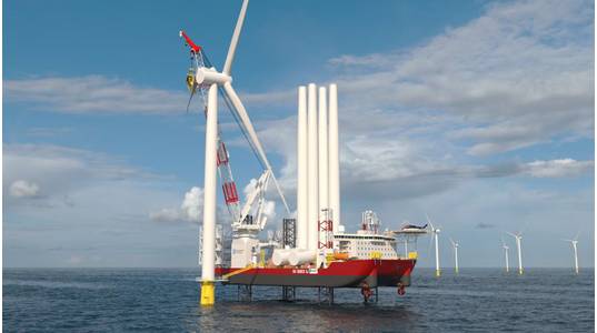 Dominion Energy’s new Wind Turbine Installation Vessel, due for delivery by the end of 2023, will be built by Keppel AmFELS and fitted with Kongsberg Maritime’s field-proven integrated solution for WTIV operation - Credit: Kongsberg Maritime