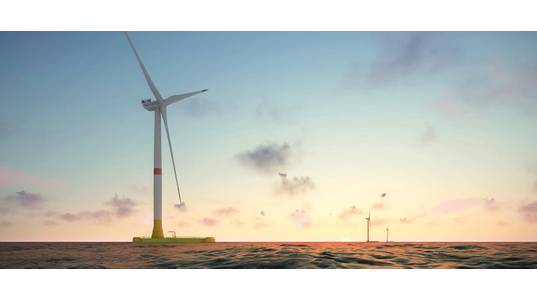 View of the Eolmed floating wind farm currently under construction by TWP founder Qair in the Mediterranean Basin (Credit: Qair)