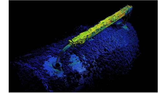 Figure 1: 3D Volumetric Measurement of Anode. Image courtesy Kraken Robotics