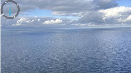 A Main Pass Gathering Company, LLC Panther helicopter conducts an overflight to observe visible sheen off the coast of Louisiana, Nov. 18, 2023. (Source: US Coast Guard)