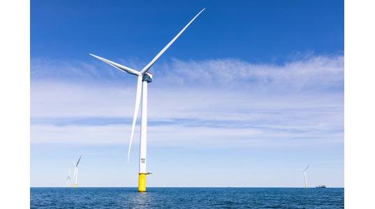 A GE Haliade-X Turbine Stands in the Vineyard Wind 1 Offshore Wind Farm (Credit: Eric Haynes / Avangrid)