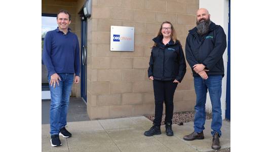 John Heiton, CEO, OEG Offshore, left, with Jennifer Cushion, managing director, Fern Communications and Clive Cushion, technical director, Fern Communications.