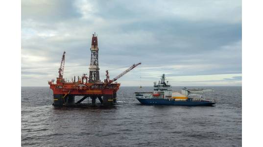 For Illustration; An icebreaker alongside a semi-submersible drilling rig in Kara Sea, Russia.
