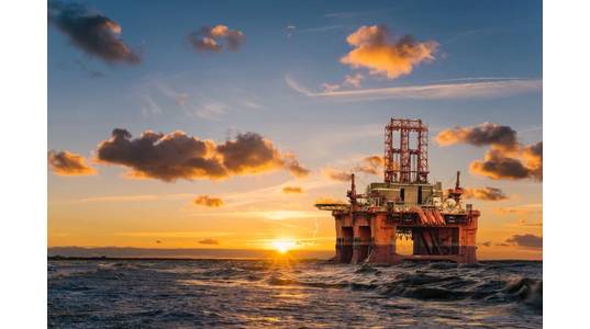 Illustration; An offshore drilling rig