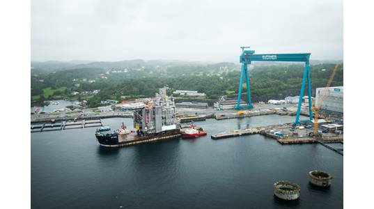 For Illustration; A Platform Topside Module Leaving Kvaerner Yard - Credit: Kvaerner