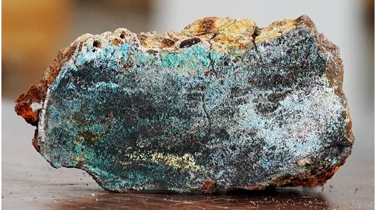 For illustration -  A section of a sulphide sample, obtained during the Norwegian Petroleum Directorate's (NPD) expedition to the Mohns Ridge in the Norwegian Sea in 2020. Photo: Øystein Leiknes Nag, Norwegian Petroleum Directorate