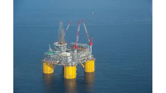 Illustration - Shell's Mars B Olympus platform in the Gulf of Mexico. (This is not the platform that was damaged). Copyright Mike Duhon Productions / Shell file photo