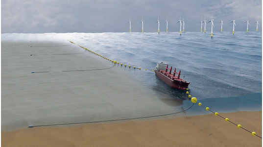 Illustration: String of surface buoys secured by drag anchors ©MARIN