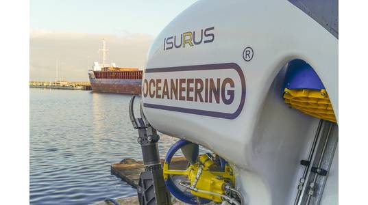 Isurus is based on Oceaneering’s Magnum Work Class ROV system with a hydrodynamic design. Photo courtesy Oceaneering