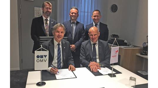 Johann Pleininger (left), executive board member responsible for Upstream in OMV, and Arne Sigve Nylund, Equinor’s executive vice president for Development and Production Norway, signed the MoU this week. Behind: Knut Egil Mauseth (left), SVP North Sea & Managing Director OMV Norway, Asbjørn Løve, vice president Partner operated fields DPN, and Torger Rød, senior vice president project development TPD. (Photo: Equinor)