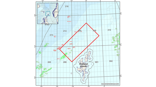 Location map for CGG’s rich-azimuth survey north-west of the Shetland Isles.
 (Photo: CGG)