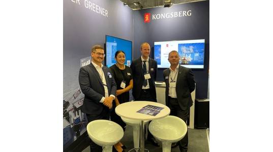 (L-R) Nils Magne Reilstad, Sales Manager, Sanna Zainoune, Technical Commercial Manager, Stian Skjævesland, Global Commercial Director, and Stig Wølstad-Knudsen, VP Products at Kongsberg