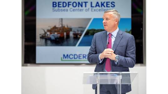 McDermott President and CEO David Dickson speaks on the impact the Bedfont Lakes relocation will have for company and its clients. (Photo: McDermott)