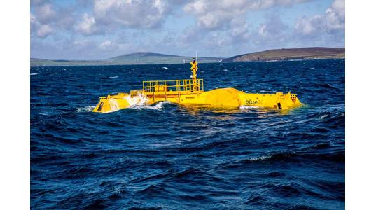 Mocean Energy Blue X in operation at EMEC Scapa Flow wave energy test site, (photo Colin Keldie)  