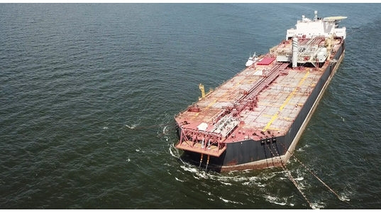 The FSO Nabarima listing in the Gulf of Paria on October 16 (Photo: Fishermen and Friends of the Sea)