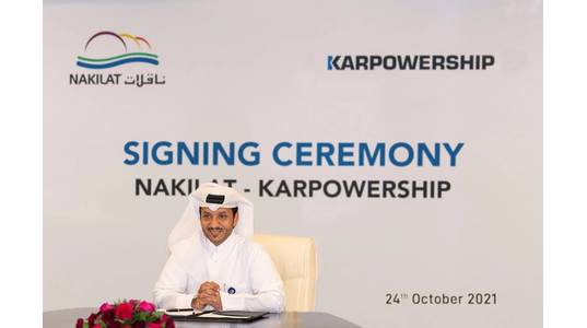 Nakilat and Karpowership signed a Memorandum of Understanding (MoU) to collaborate in the LNG-to-power market and jointly own and operate Floating Storage Regasification Units (FSRUs). Photo courtesy Nakilat