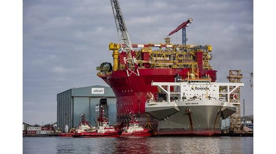 The Penguins FPSO at arrival to the yard in Haugesund - Photo: Aibel / Øyvind Sætre
