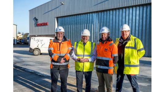 Pictured at Balmoral’s Montrose facility (from L-R): Tom Hutchison, chief executive officer, Montrose Port Authority; Sir Jim Milne CBE, chairman and managing director, Balmoral Group; Peter Stuart, chairman, Montrose Port Authority Board; Derek Weir, subsea test centre manager, Balmoral Comtec.