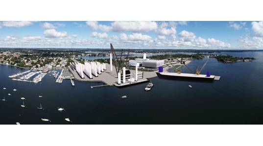 A rendering of Crowley's offshore wind terminal in Salem, Mass. (Image: Crowley)