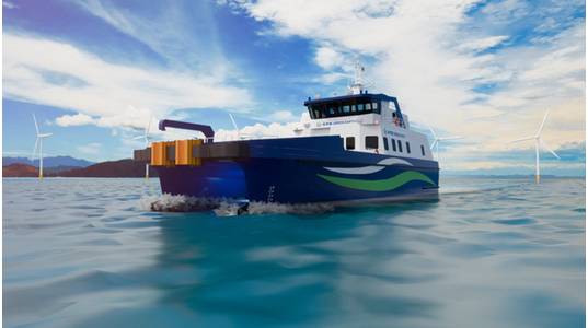Rendering for NYK's first Japan-built offshroe wind CTV (Credit: NYK)