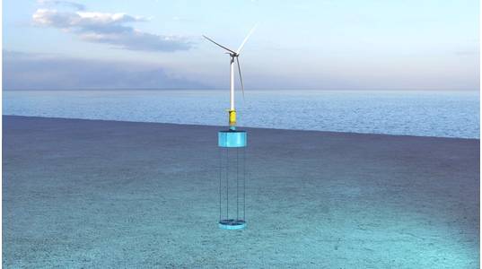Rendering of the ECO TLP floating offshore wind turbine support structure (Courtesy of ECO TLP and MOcean Offshore)