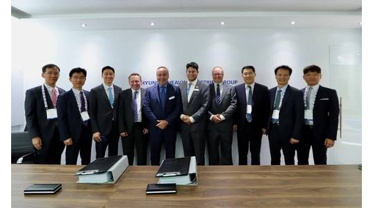 Representatives from Steelhead LNG, Huu-ay-aht First Nations, Hyundai Heavy Industries and the B.C. Provincial government at Gastech 2018 in Barcelona, Spain.  (Photo: Steelhead LNG) 