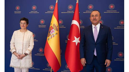 Spanish Foreign Minister Arancha Gonzalez Laya meets with Turkish Foreign Minister  Mevlut Cavusoglu - Credit: Spain MFA/Twitter 
