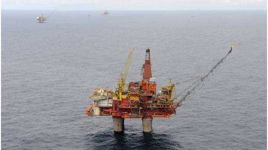 The Statfjord field with Statfjord B in the foreground (Credit: Harald Pettersen/Equinor)