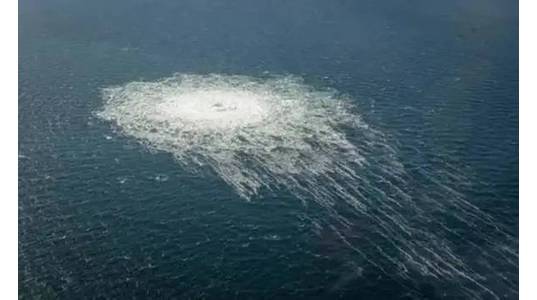 The gas leak at Nord Stream 2 seen from the Danish F-16 interceptor on Bornholm in late September 2022. Photo Danish Defence