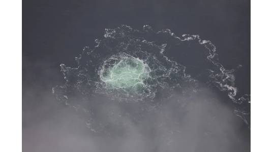 The gas leak from the Nord Stream gas pipeline measured over 950 meters in diameter on the sea surface in September 2022  - ©Swedish Coast Guard 

