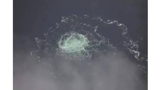The gas leak from the Nord Stream gas pipeline in September 2022 measured over 950 meters in diameter - Credit: Swedish Coast Guard