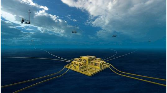 Subsea Collector connects multiple wind turbines in a star configuration to floating wind’s first subsea power distribution system.
Source Aker Solutions