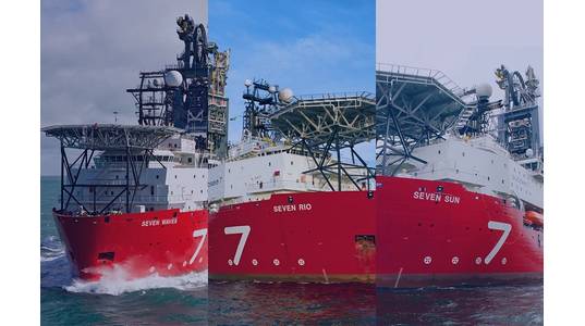   Subsea 7 pipelay support vessels (PLSV) Seven Waves, Seven Rio and Seven Sun. Image credit: Subsea 7