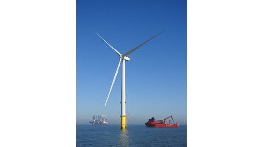 Turbine installed at Triton Knoll offshore wind farm, Photo credit: Ian Greenwood / Shared by Triton Knoll