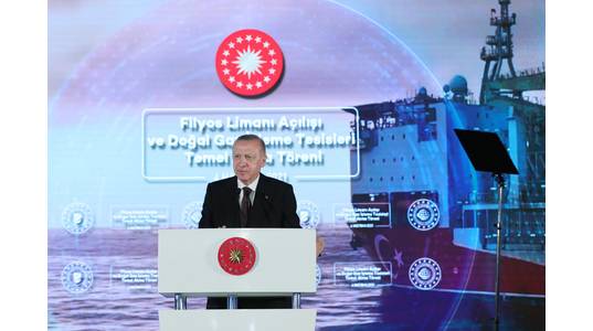 Turkish President Tayyip Erdogan announcing discovery of more gas in the Black Sea earlier in June - Credit: Turkish Gov't Directorate of Communications