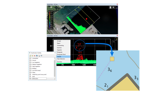 Update Chart Features with Bathymetric Lidar (Image Insert: Lidar to chart in BASE Editor)