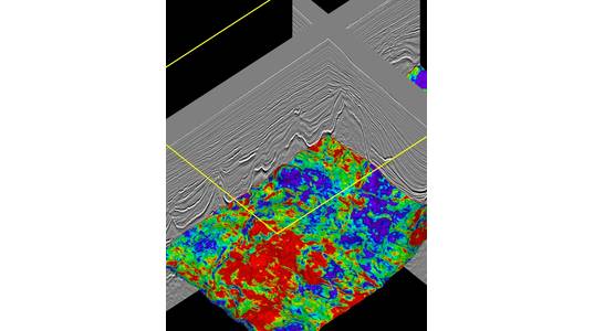 3D visualization of an interpreted horizon (Base of Salt) from the Santos Basin, Brazil (File image: CGG)