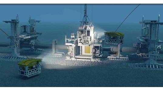 The world’s only fully remote diverless pipeline (MIG) welding equipment spread, including the habitat, H-Frames, and remote welding tool. 
Image from the Pipeline Repair and Subsea Intervention (PRSI) Pool

