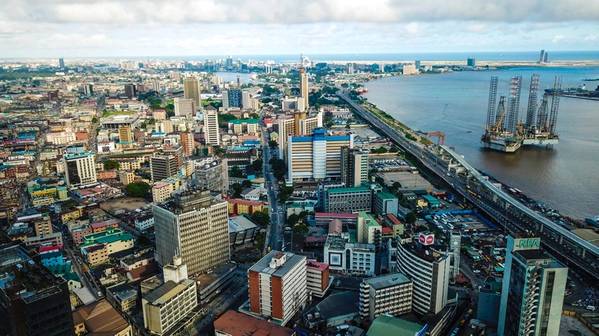 Aerial view of Marina commercial business district Lagos Island Nigeria - By Terver/AdobeStock