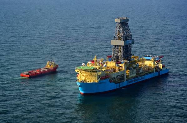 After completion of operations at Bonboni, the Maersk Valiant drillship will drill the Krabdagu exploration prospect, located 18 kilometers east of SPS-1. - Credit: Maersk Drilling