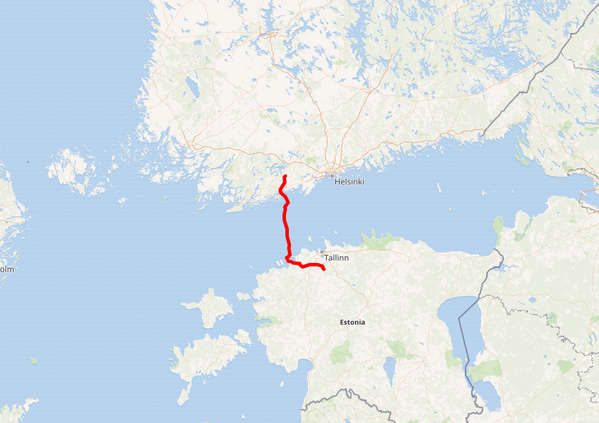 Approximate location of Balticconnector between Finland and Estonia. - Credit: Wikimedia Maps
