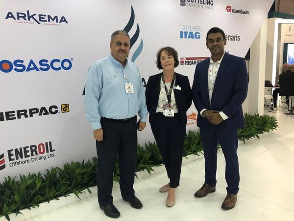 Bakri Tarmanini, Business Development Manager at Al Masaood Oil & Gas; Louise Ledgard, Director Business Development at BMT; and Suba Sivandran, Director of Capability & Strategy at BMT (Photo: BMT)