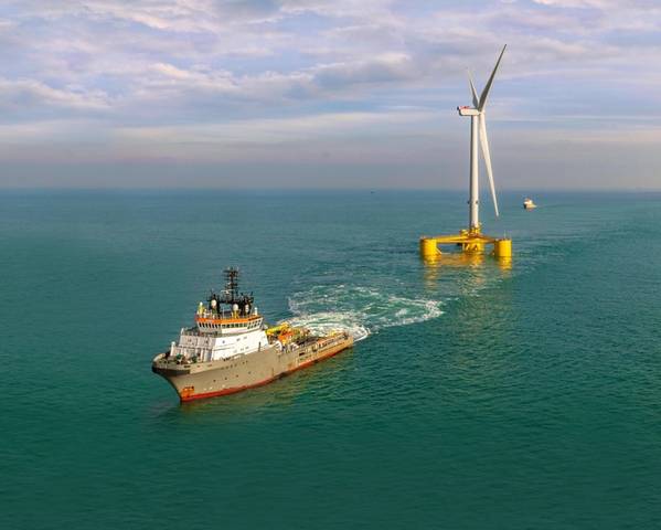Boskalis vessel towing a floating wind turbine - Credit; Boskalis (file photo)