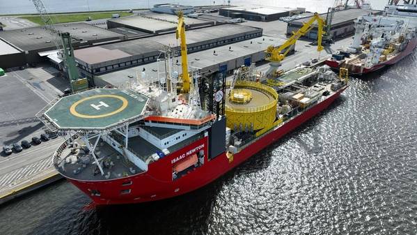  Cable-laying vessel Isaac Newton will transport and install the cables Credit: Jan De Nul