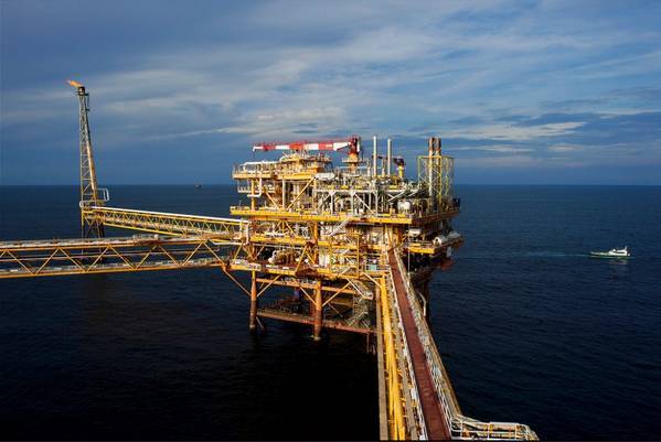 Chevron’s affiliate in Myanmar, Unocal Myanmar Offshore Co. Ltd. (UMOCL), has a 28.3 percent ownership interest in a production sharing contract (PSC) for the production of natural gas from the Yadana, Badamyar and Sein fields, within Blocks M5 and M6, in the Andaman Sea Photo: Yadana Platform / File Photo: Total - Photographer: GLADIEU STEPHAN