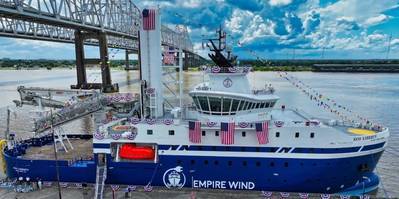 The christening of the US-built service operations vessel ECO Liberty in June 2025 (Credit: Brian Young/Equinor)

